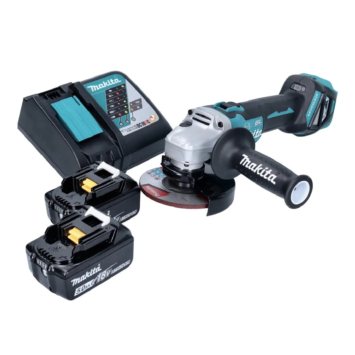 Makita DGA 513 RT Meuleuse d'angle sans fil 18 V 125 mm Brushless + 2x batterie 5 0 Ah + chargeur - vue 2