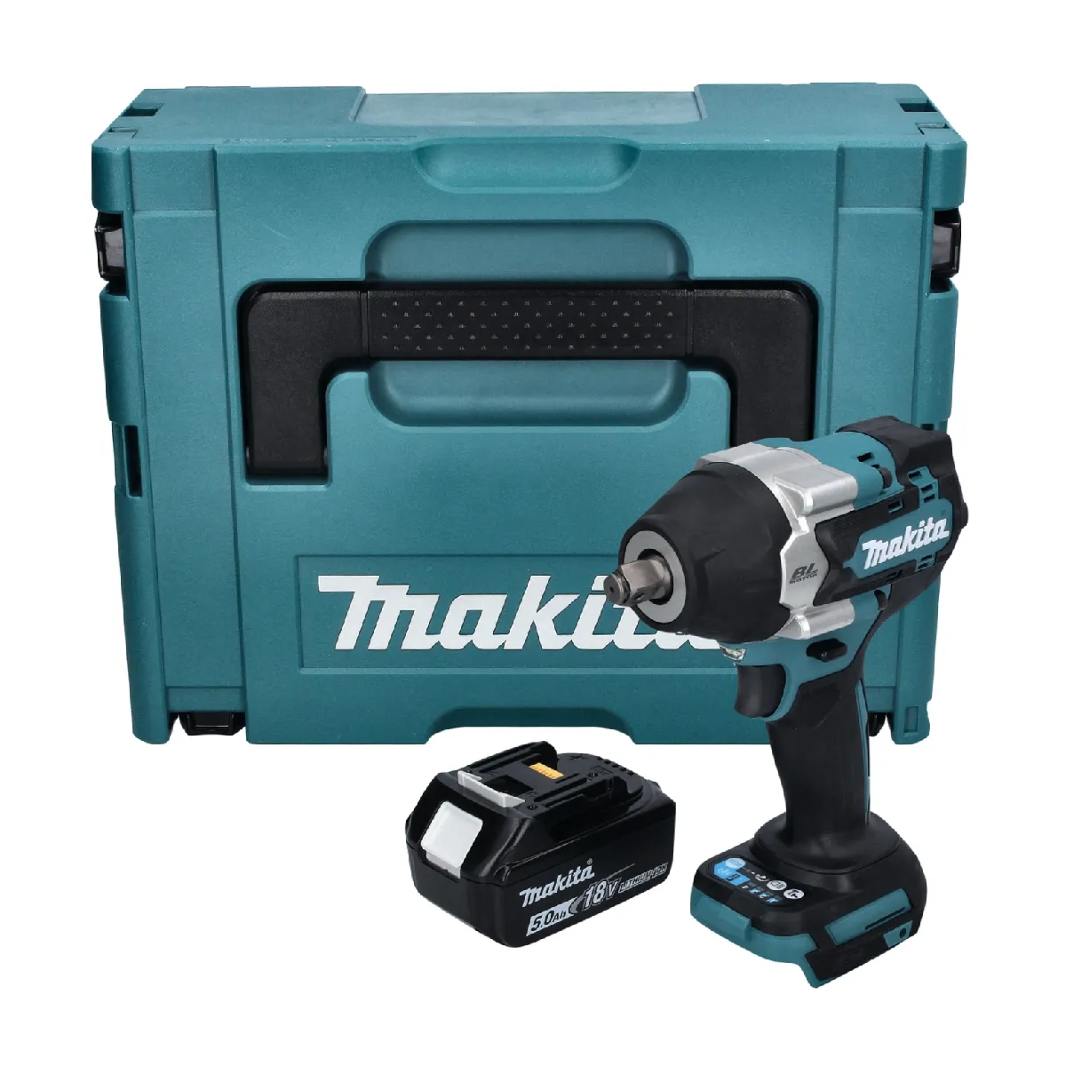 Makita DTW 700 T1J Visseuse à chocs sans fil 18 V 700 Nm 1/2 XPT brushless + 1x Batterie 5,0 Ah + Makpac - sans chargeur