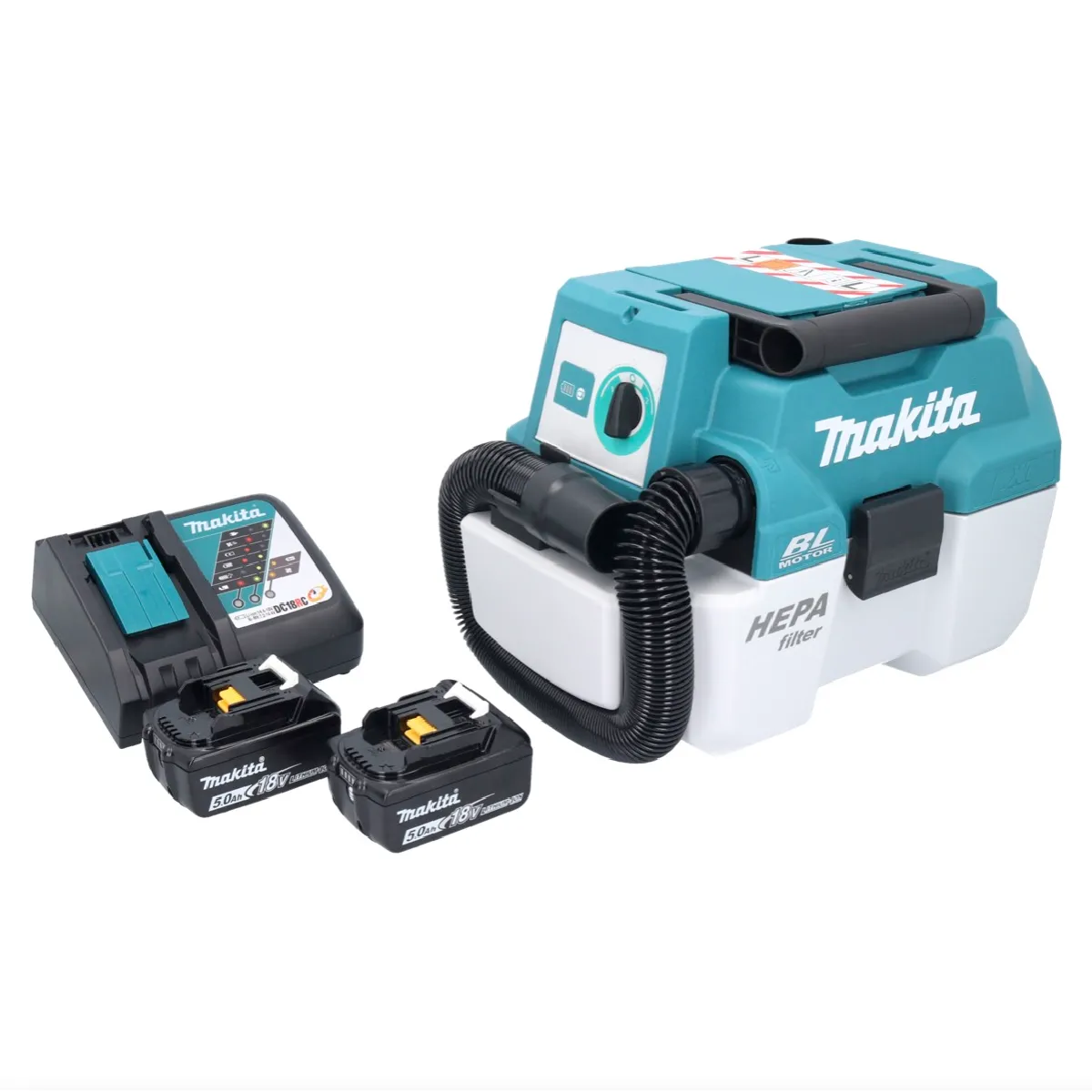 Makita DVC 750 LRT aspirateur sans fil LXT 18 V 67 mbar 7 5 Brushless + 2x batterie 5 0 Ah + chargeur