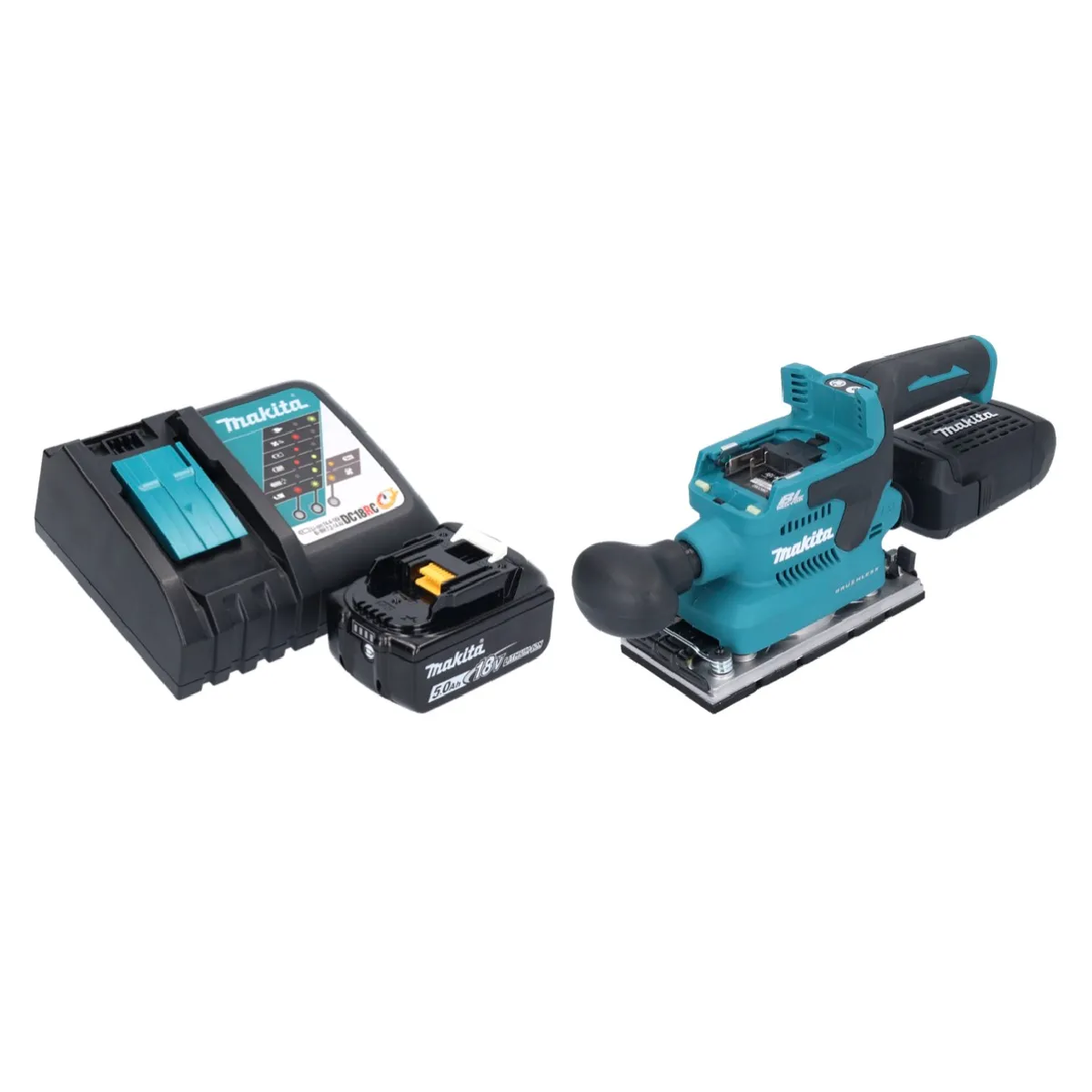 Makita DBO 382 RT1 Ponceuse vibrante sans fil 18 V 93 x 185 mm Brushless + 1x batterie 5 0 Ah + chargeur - vue 2