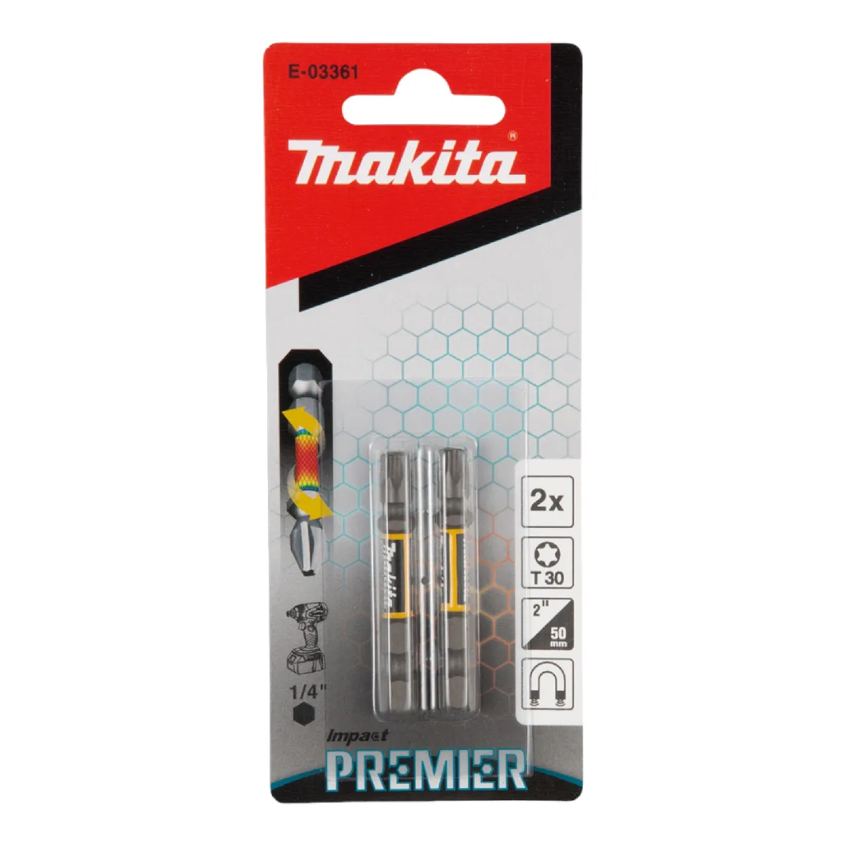 Makita Impact Premier Torsion Bit hexagonal 14 T30 50 mm 2 pces E 03361