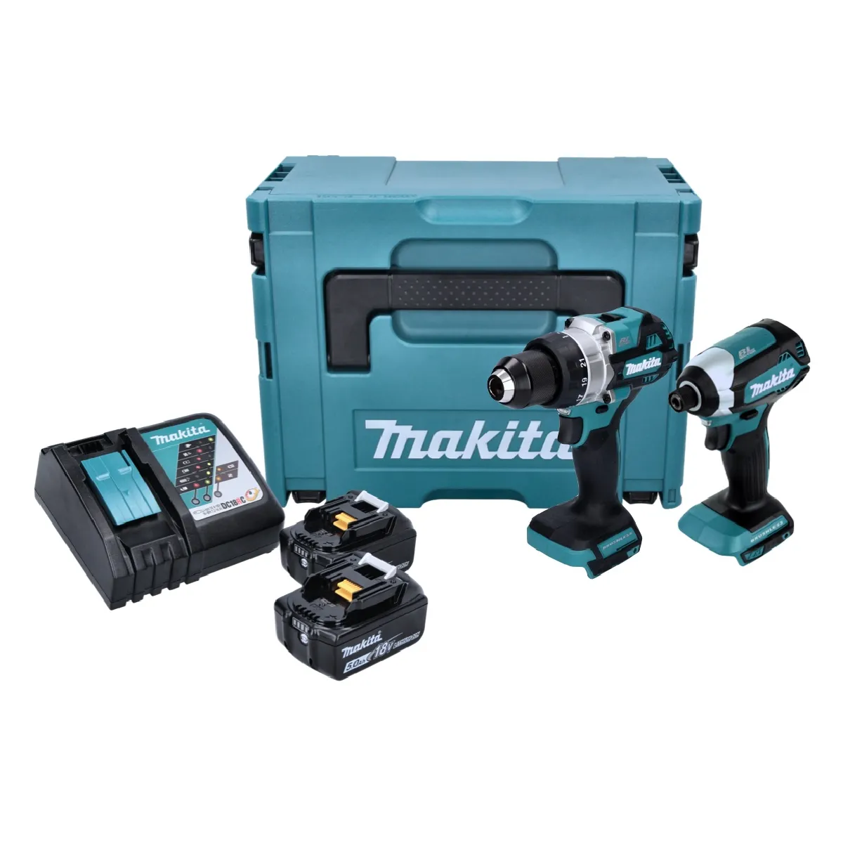Makita DLX 2432 TJ Kit sans fil DDF 486 Perceuse visseuse + DTD 153 Visseuse à chocs + 2x Batteries 5 0 Ah + Chargeur + Makpac