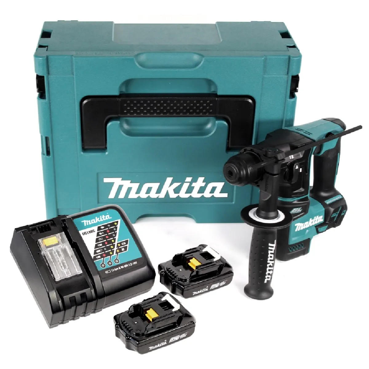Makita DHR 171 RAJ Marteau perforateur sans fil 18 V 1 20J SDS Plus Brushless + 2x batterie 2 0 Ah + chargeur + Makpac