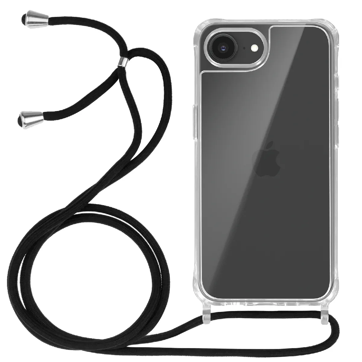 Avizar Coque Pour Iphone 16E Silicone Antichoc Avec Cordon Tressé Transparent
