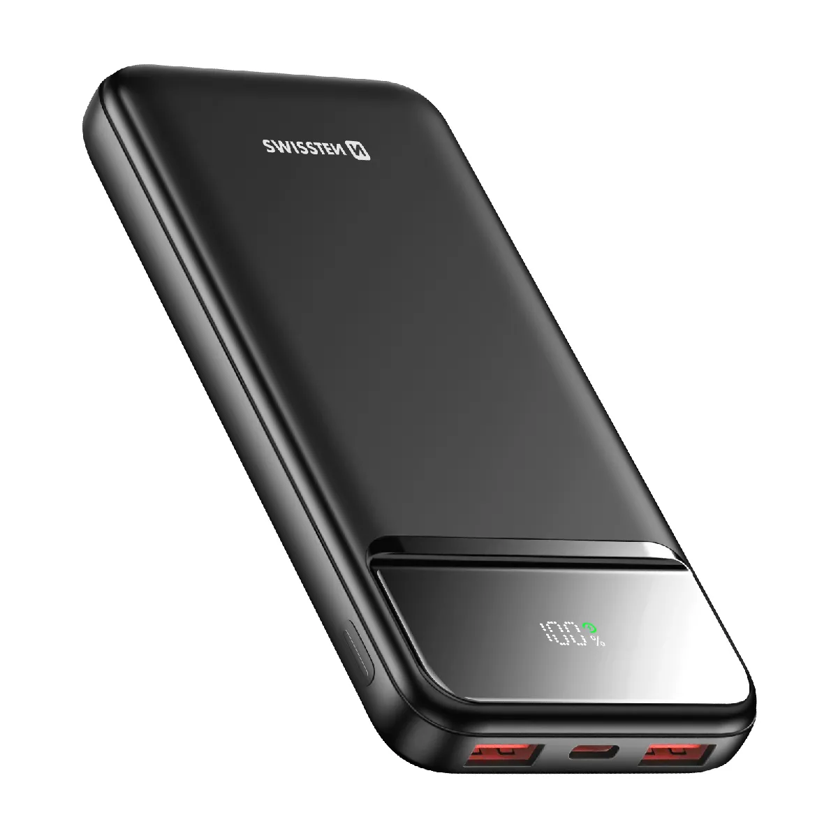 Swissten Noir Batterie Externe 10000Mah Avec Usb-C Et 2 Usb Écran Led Compacte - Neuf - Image 3
