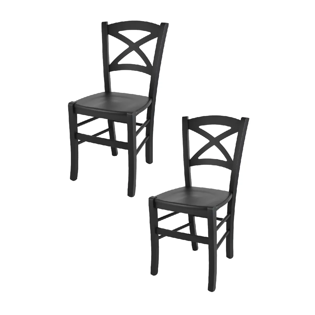 Tommychairs Set 2 chaises CROSS structure en hêtre laqué en couleur aniline et assise en bois - vue 2