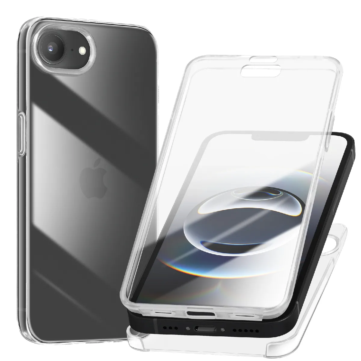 Avizar Coque Intégrale Pour Iphone 16E Tactile Bord Caméra Surélevé Transparent