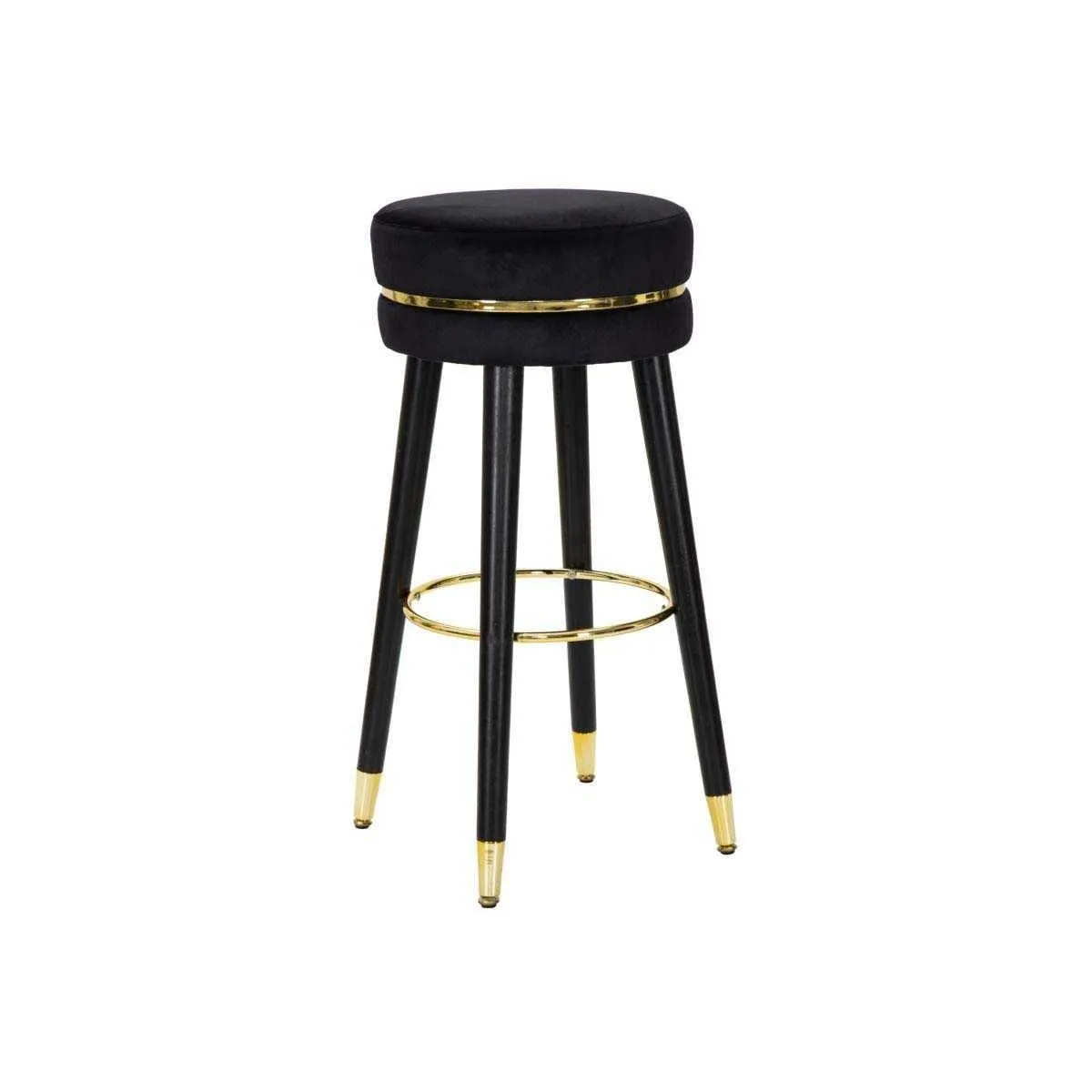 Tabouret de bar en tissu Paris noir et doré. Tabouret de bar en tissu Paris noir et doré.