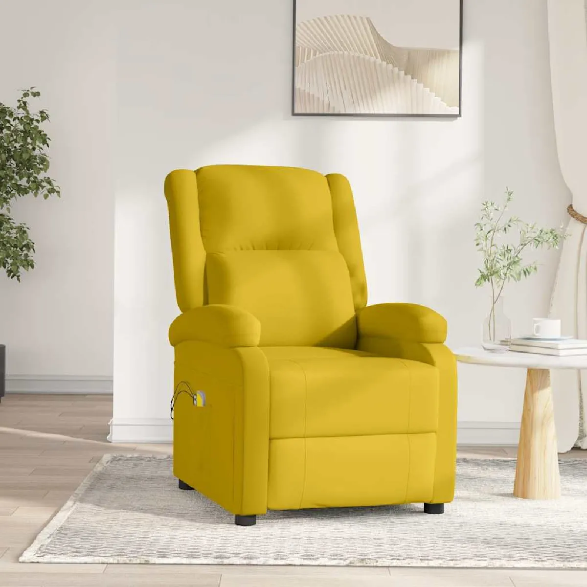 vidaXL Fauteuil électrique de massage Jaune Velours