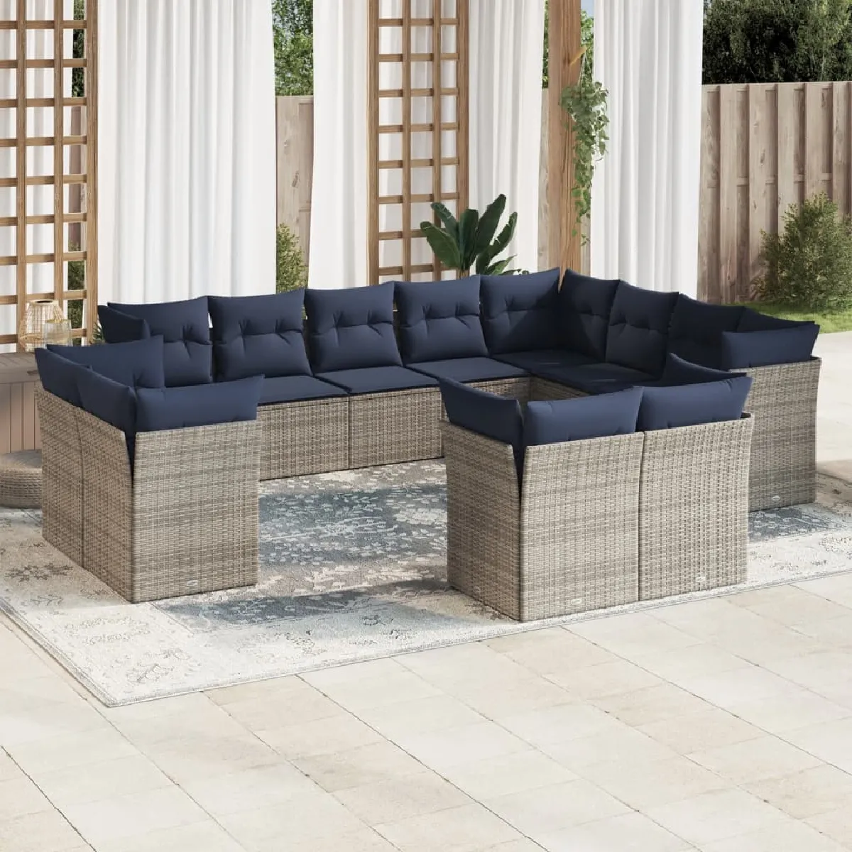 Vidaxl Salon de Jardin avec Coussins 12 pcs / Résine Tressée - vue 9