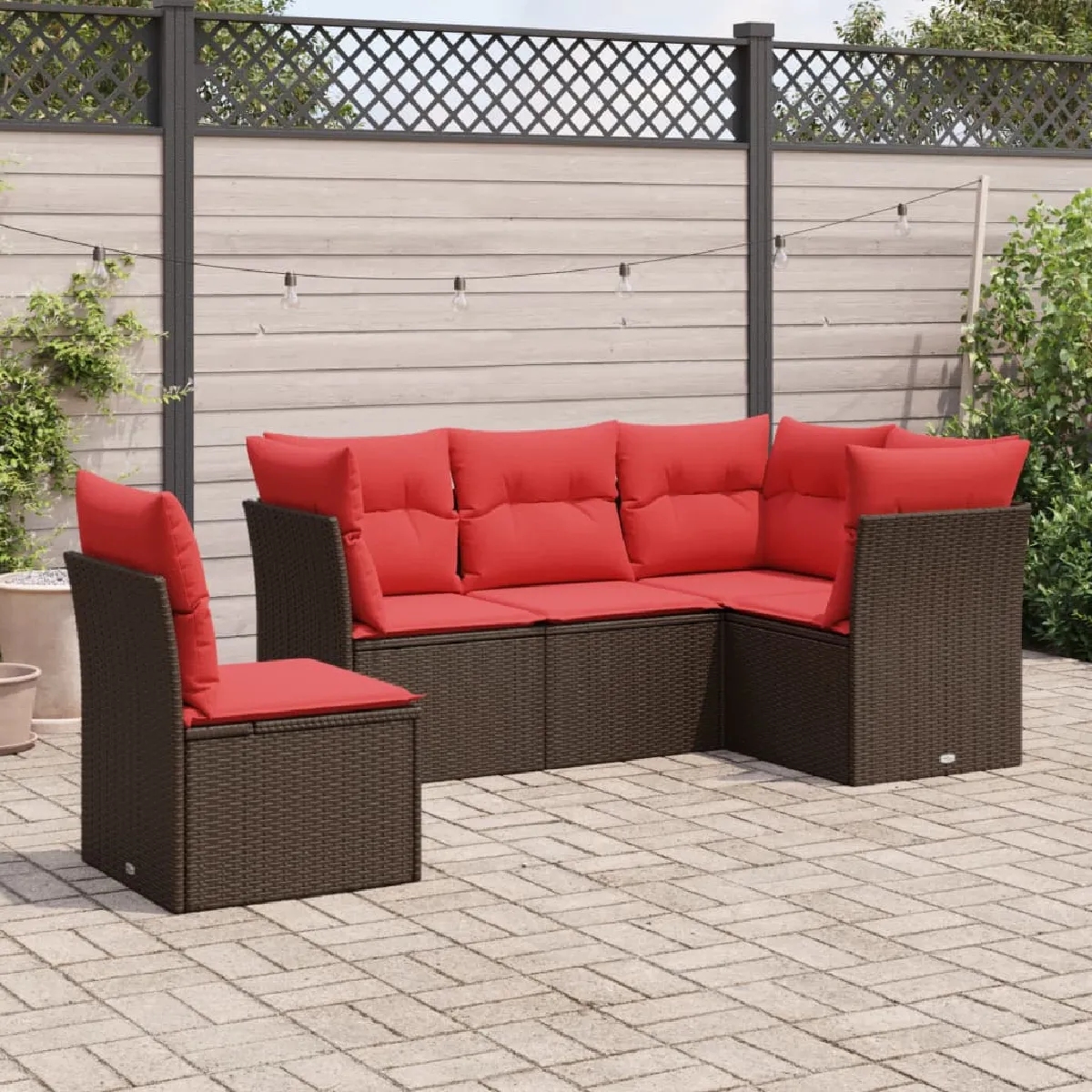 vidaXL Salon de jardin avec coussins 5 pcs résine tressée - vue 7
