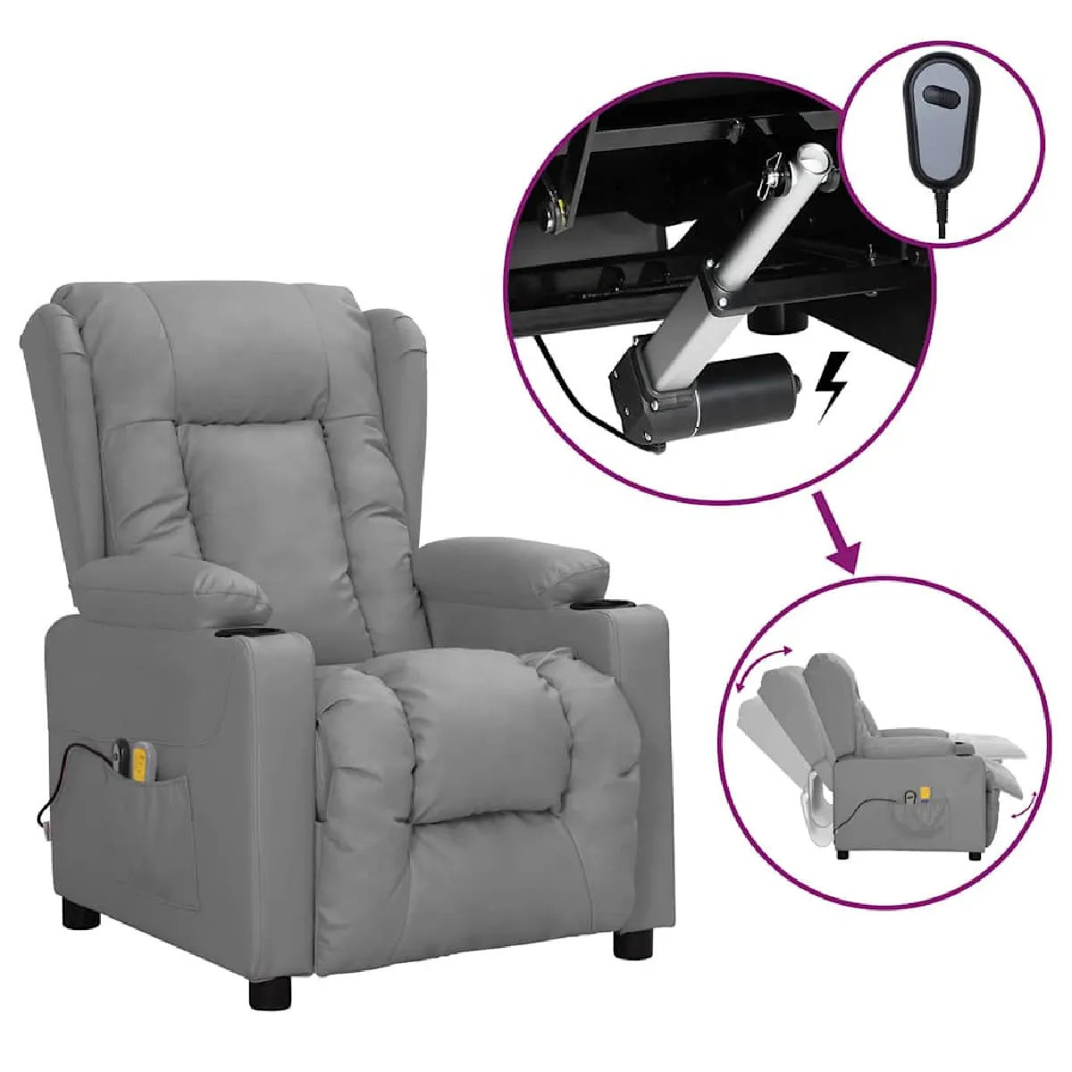 VIDAXL - Fauteuil de massage électrique - Gris - Image 3