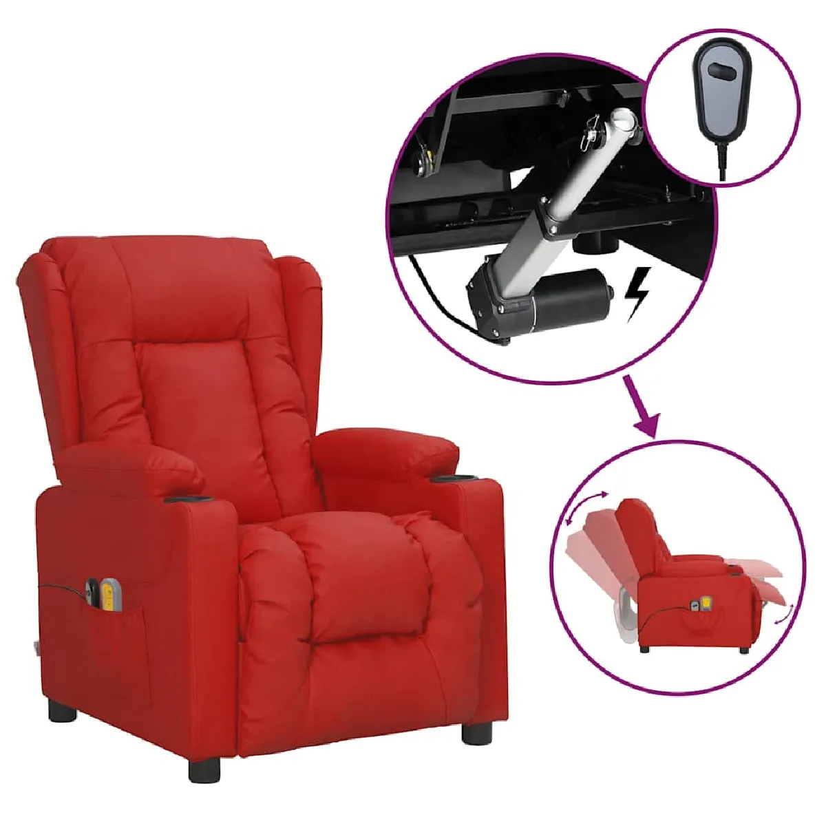 vidaXL Fauteuil de massage électrique Similicuir - vue 4