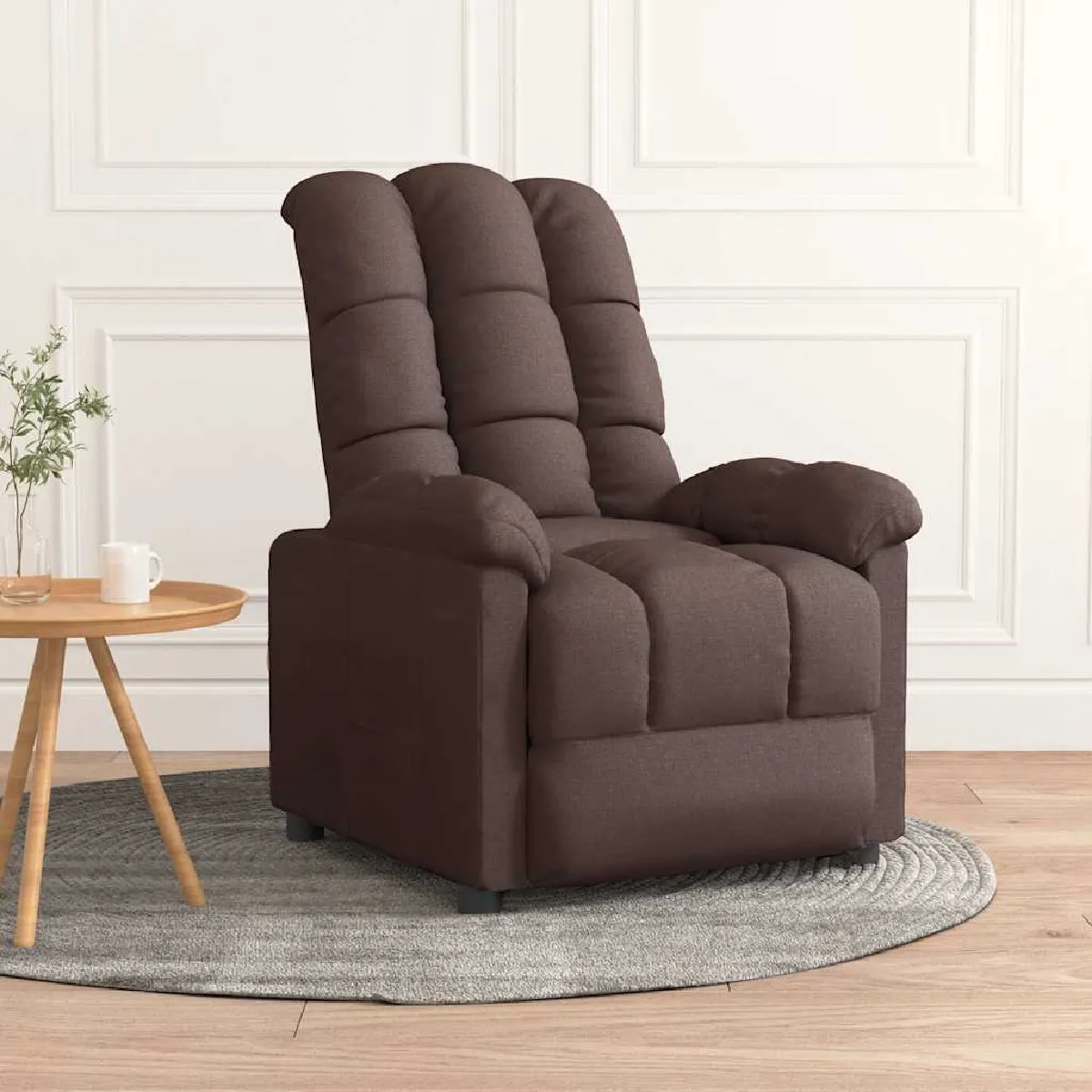 Non Communiqué Brun Vidaxl Fauteuil Inclinable Marron Foncé Tissu - Image 2