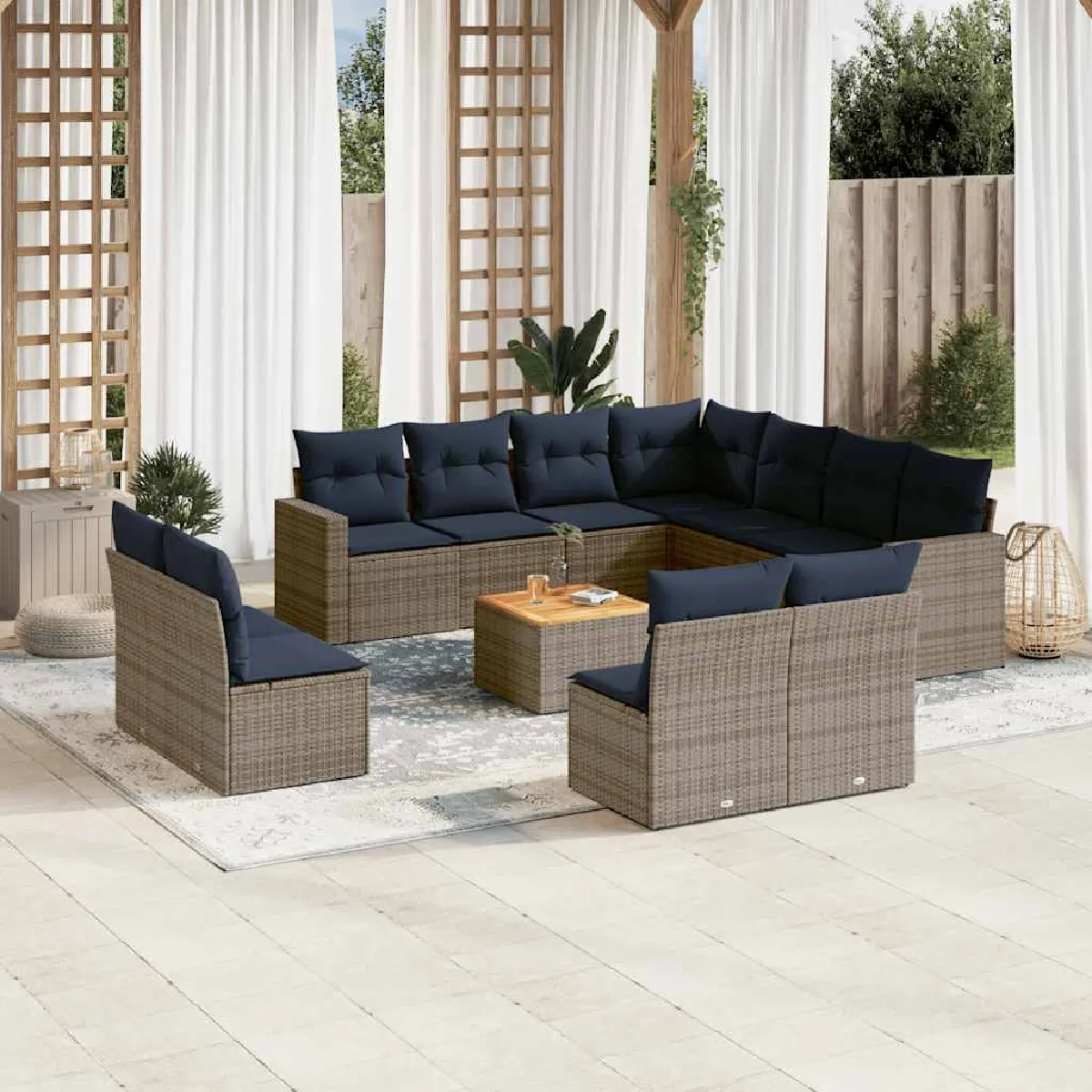 Vidaxl Salon de Jardin avec Coussins 12 pcs / Résine Tressée - vue 10