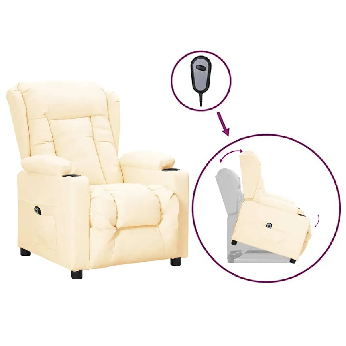 vidaXL Fauteuil Crème Similicuir