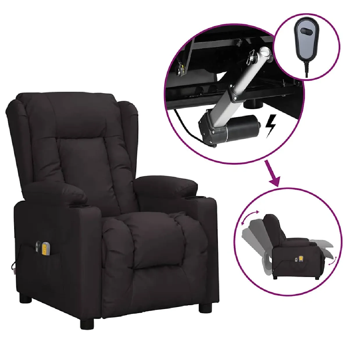 vidaXL Fauteuil électrique de massage Similicuir