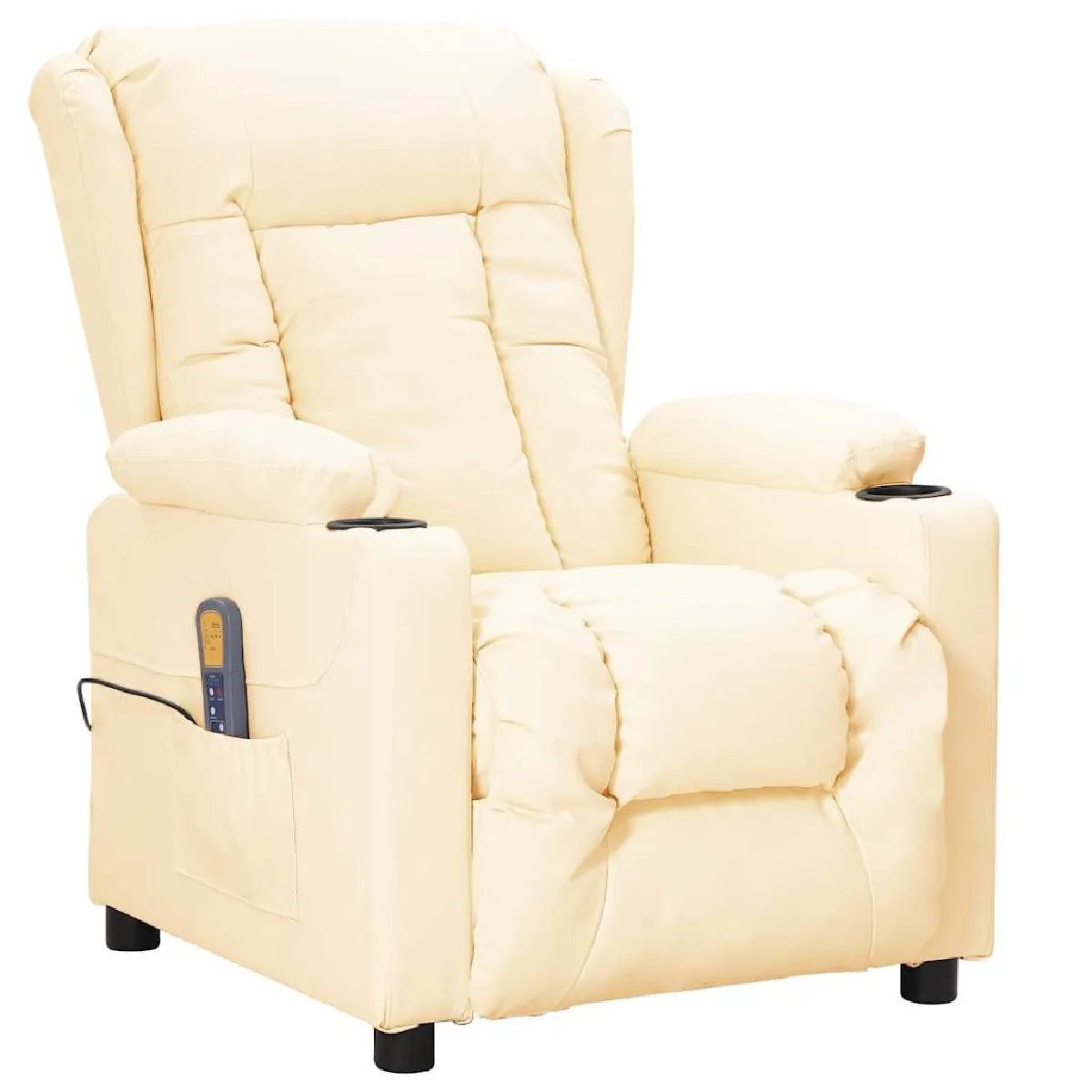 vidaXL Fauteuil de massage Crème Similicuir - vue 5