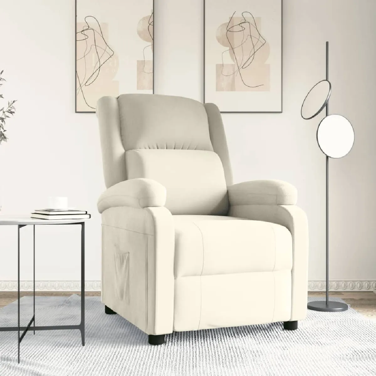 Non Communiqué Crème Vidaxl Fauteuil Inclinable Velours - Image 2