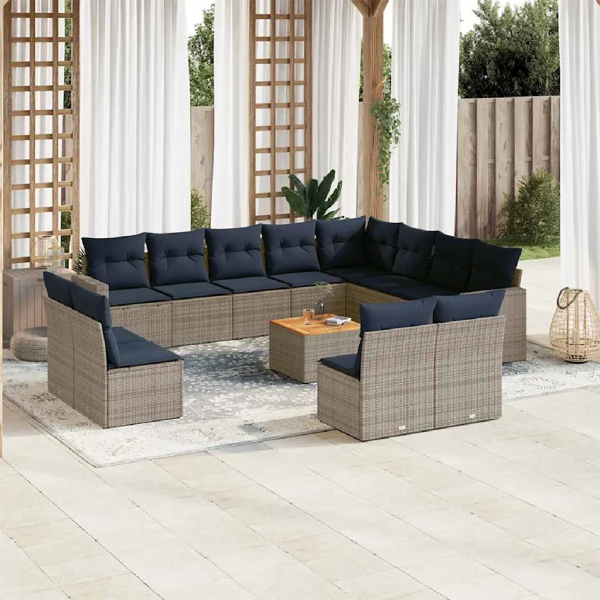 Vidaxl Salon de Jardin avec Coussins 13 pcs / Résine Tressée - vue 10