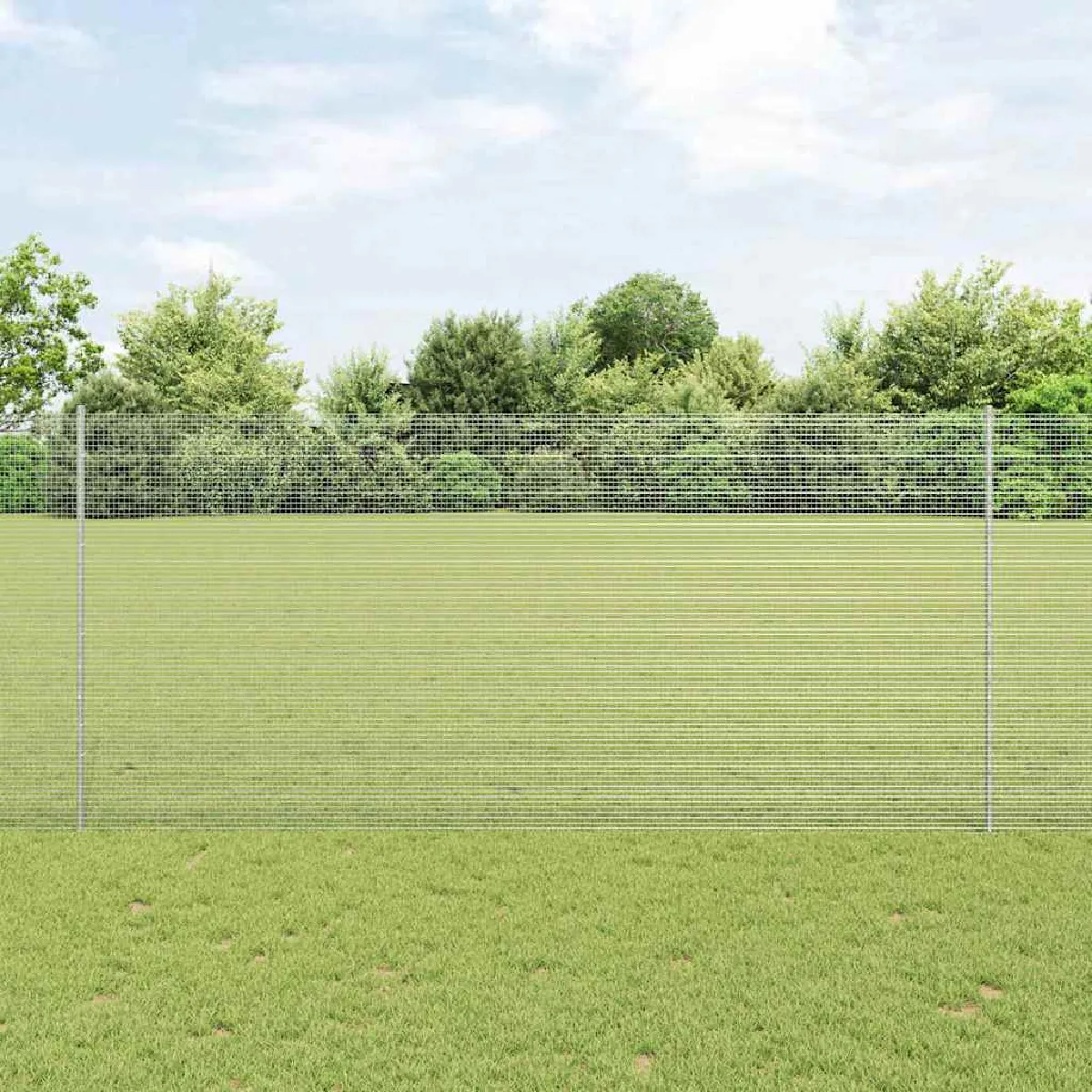vidaXL Clôture en fil soudé avec poteau 25 x 1,4 m Argenté Maille
