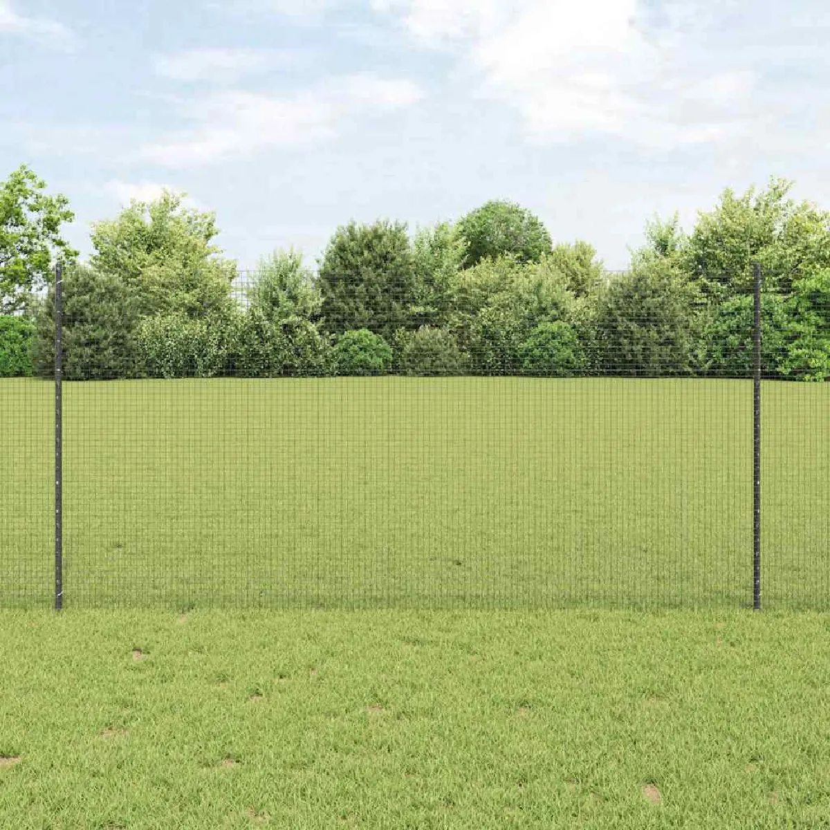 vidaXL Clôture en fil soudé avec poteau 25 x 1,2 m Gris Maille