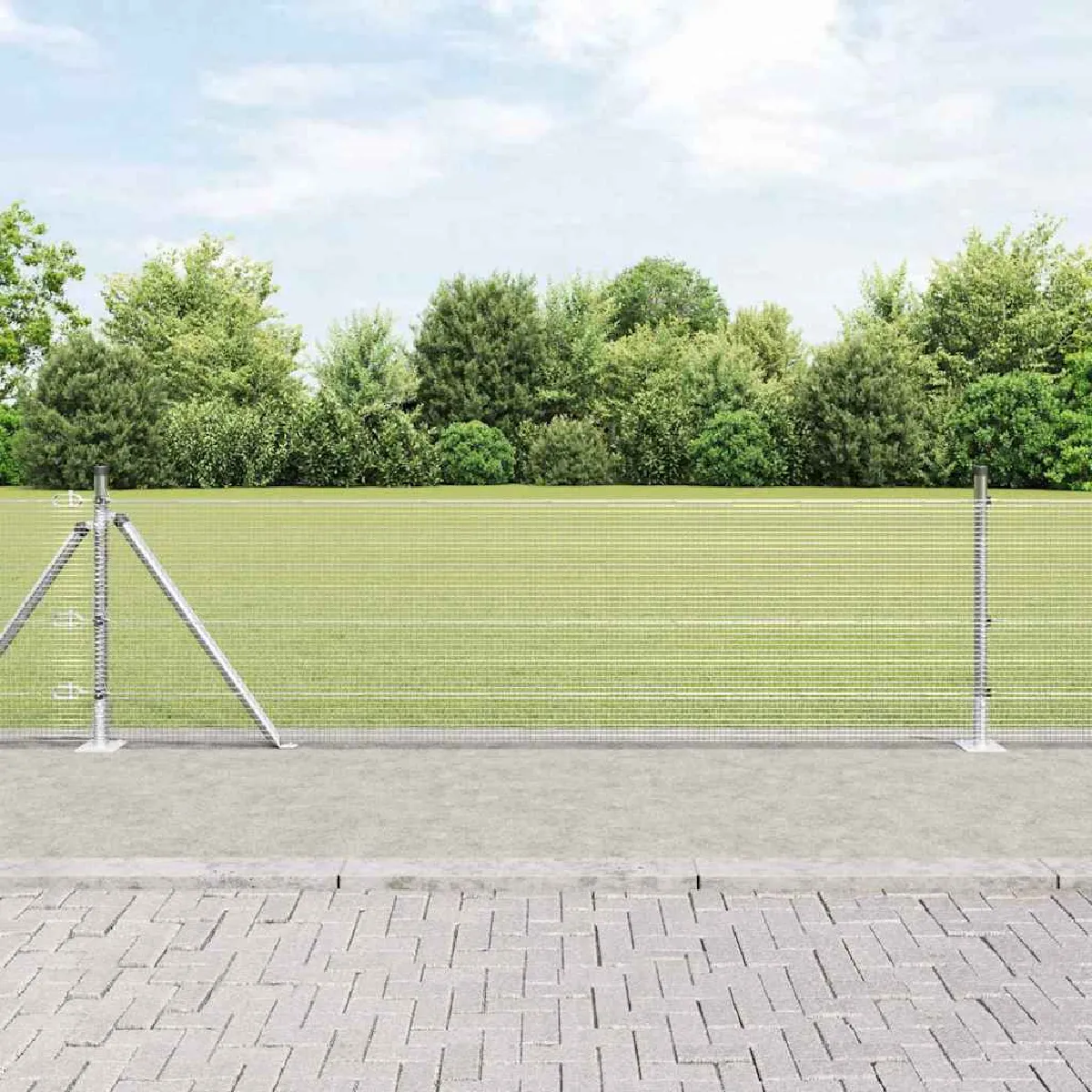 vidaXL Clôture en fil soudé avec base en béton 10 x 0,4 m (l x h)