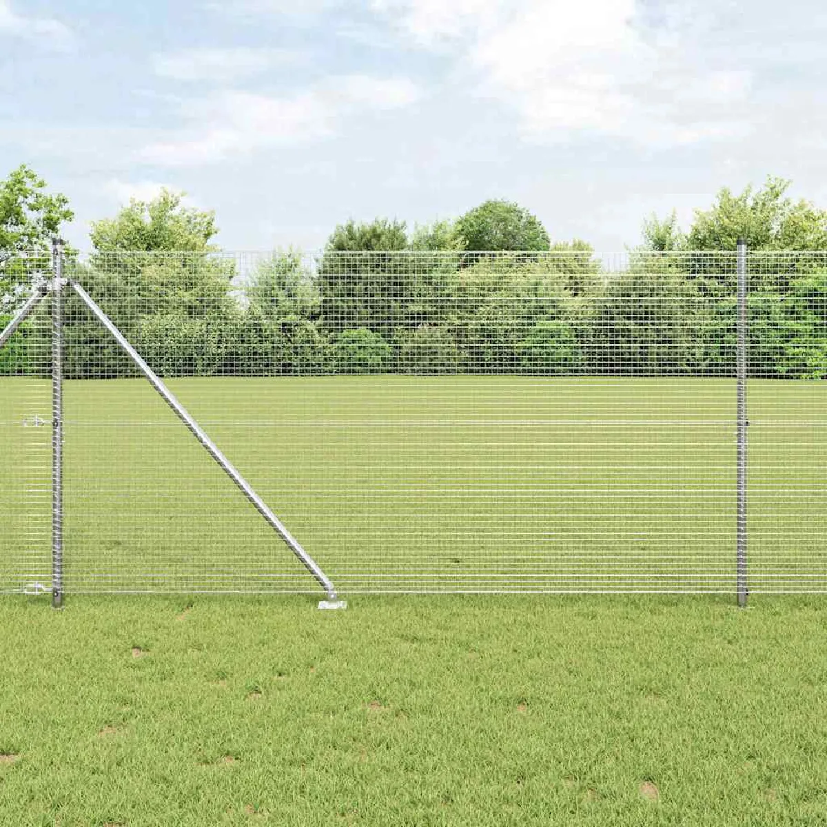 Vidaxl Gris Clôture En Fil Soudé Avec 13 Piquets De 1.2X25 M En Acier Galvanisé 3351967 - Image 3