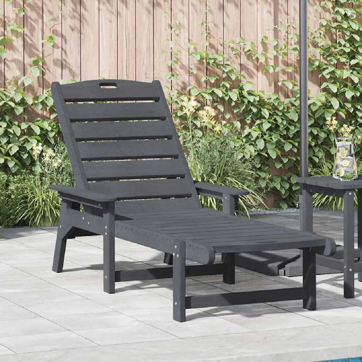 vidaXL Chaise Longue 53x162x98.5 cm HDPE - vue 2