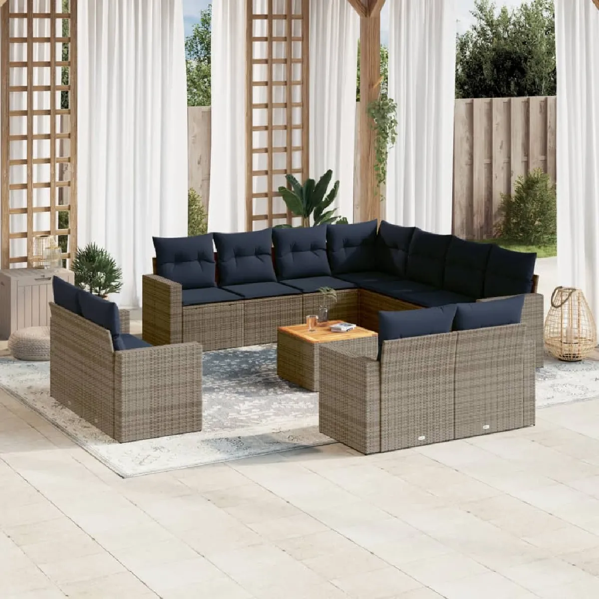 Vidaxl Salon de Jardin avec Coussins 12 pcs / Résine Tressée - vue 9