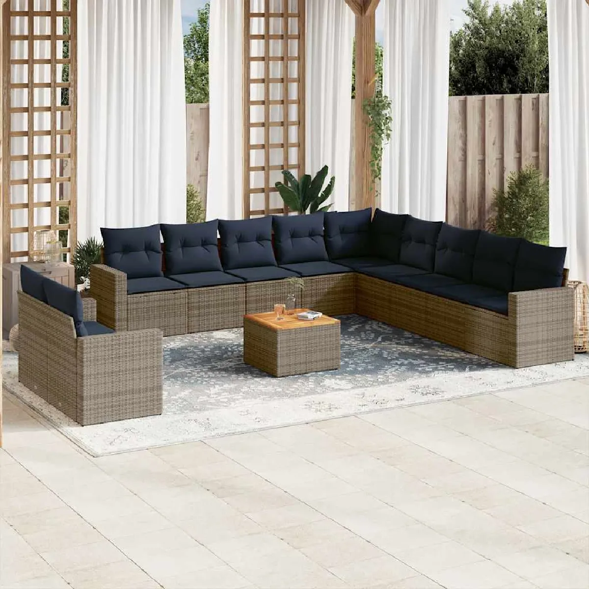 Vidaxl Salon de Jardin avec Coussins 12 pcs / Résine Tressée - vue 10