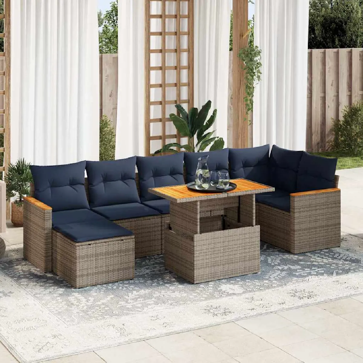 vidaXL Salon de jardin 8 pcs avec coussins résine tressée ensemble de salon ensemble de salon dextérieur 3186785 - vue 9