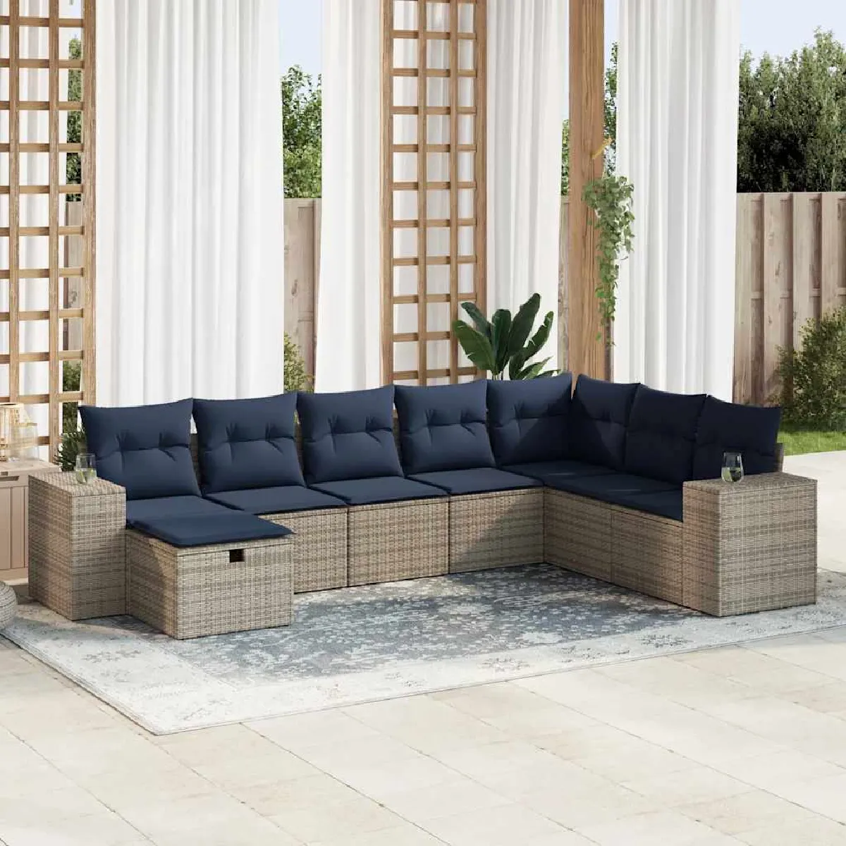 VIDAXL - Salon de jardin - 8 pièces - Gris - Image 3