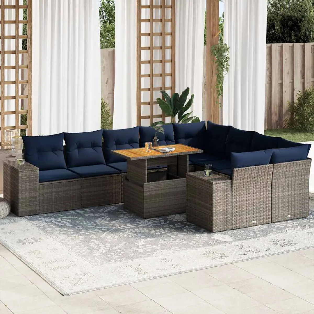 vidaXL Salon de jardin Résine tressée 10 pcs - vue 7