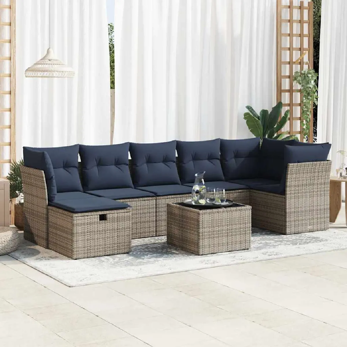 VIDAXL - Salon de jardin - 8 pièces - Gris - Image 3
