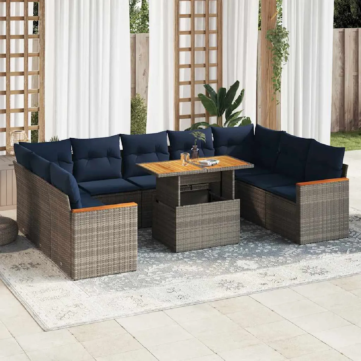 vidaXL Salon de jardin Résine tressée 10 pcs