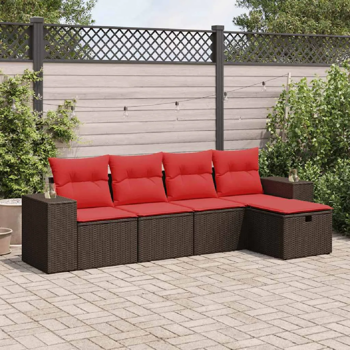 vidaXL Salon de jardin avec coussins 5 pcs résine tressée - vue 10