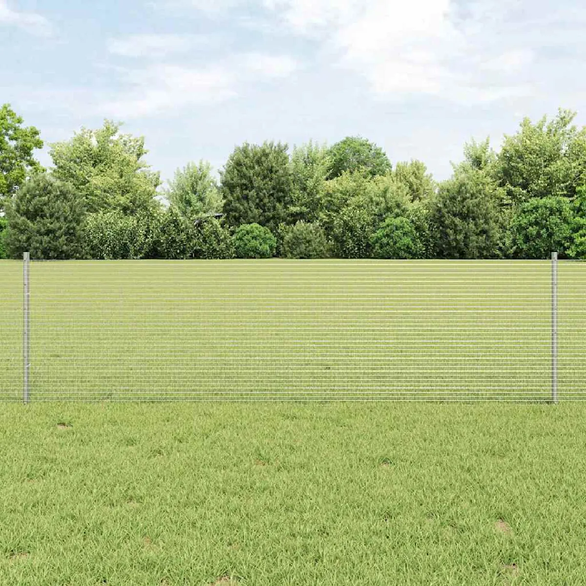vidaXL Clôture en fil soudé avec poteau 100 x 0,6 m Argenté Maille