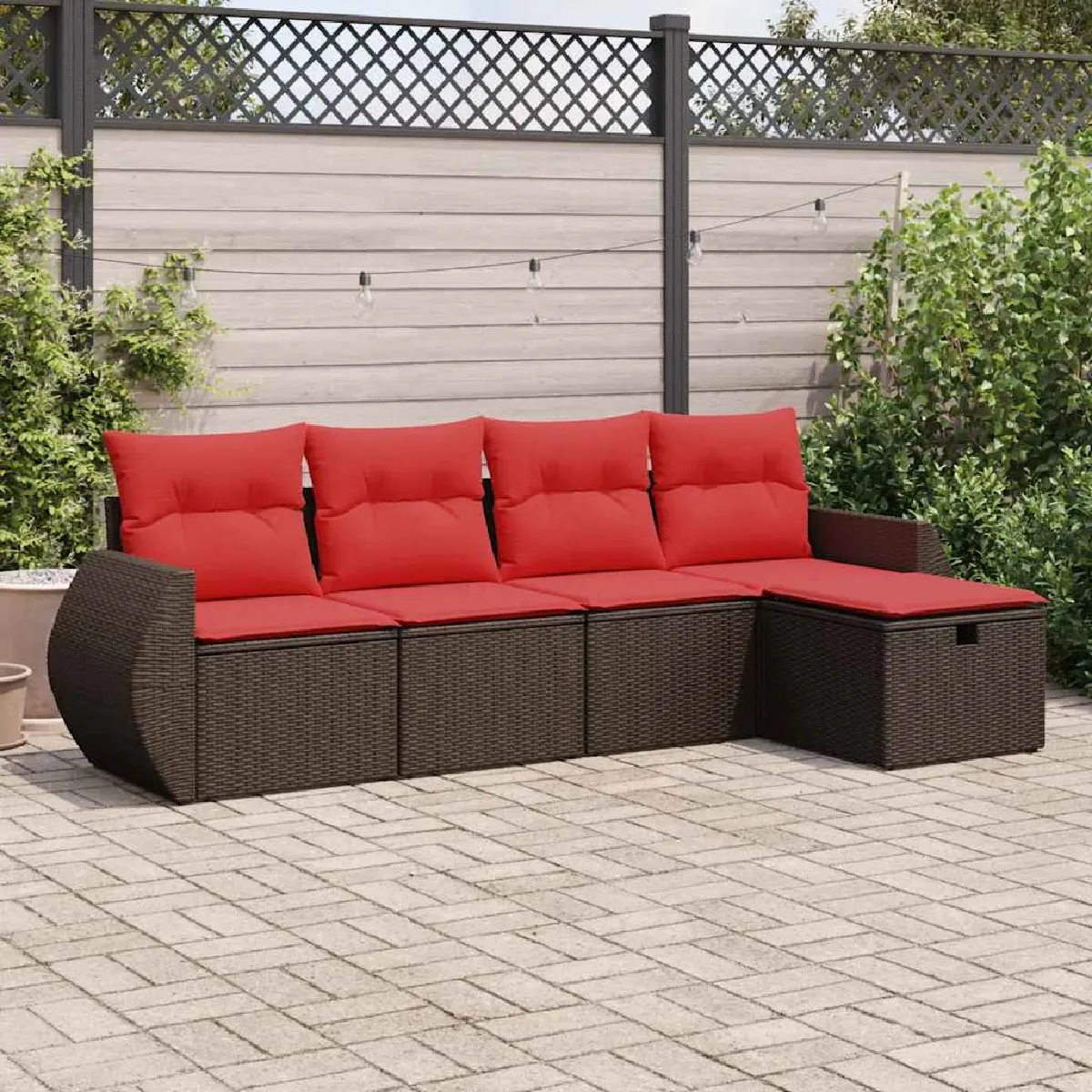 vidaXL Salon de jardin avec coussins 5 pcs résine tressée - vue 8