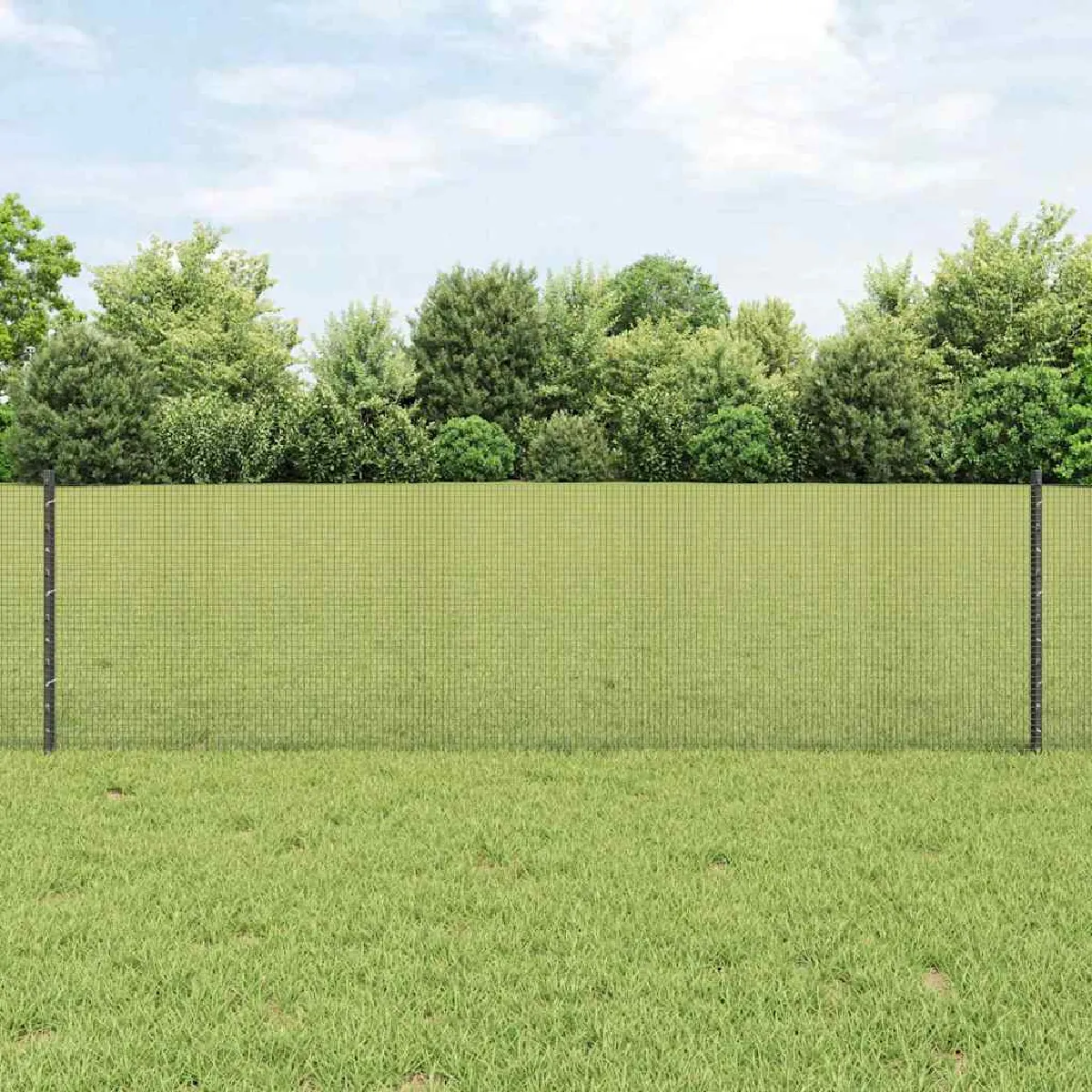 vidaXL Clôture en fil soudé avec poteau 50 x 0,6 m Gris Maille