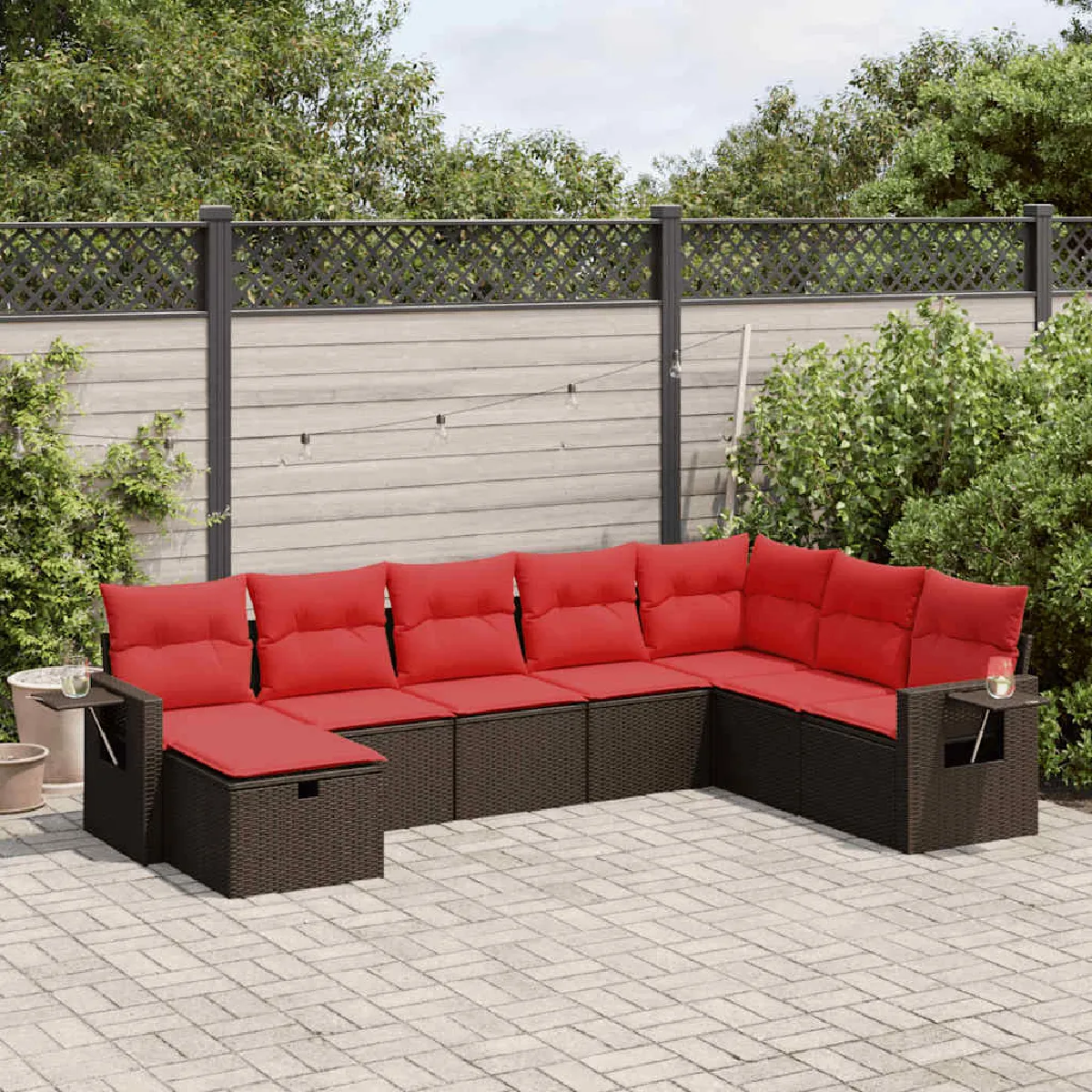 Non Communiqué Marron Salon De Jardin Vidaxl Resine Tressee 8 Pieces 55 X 53 X 55 Cm - Image 3