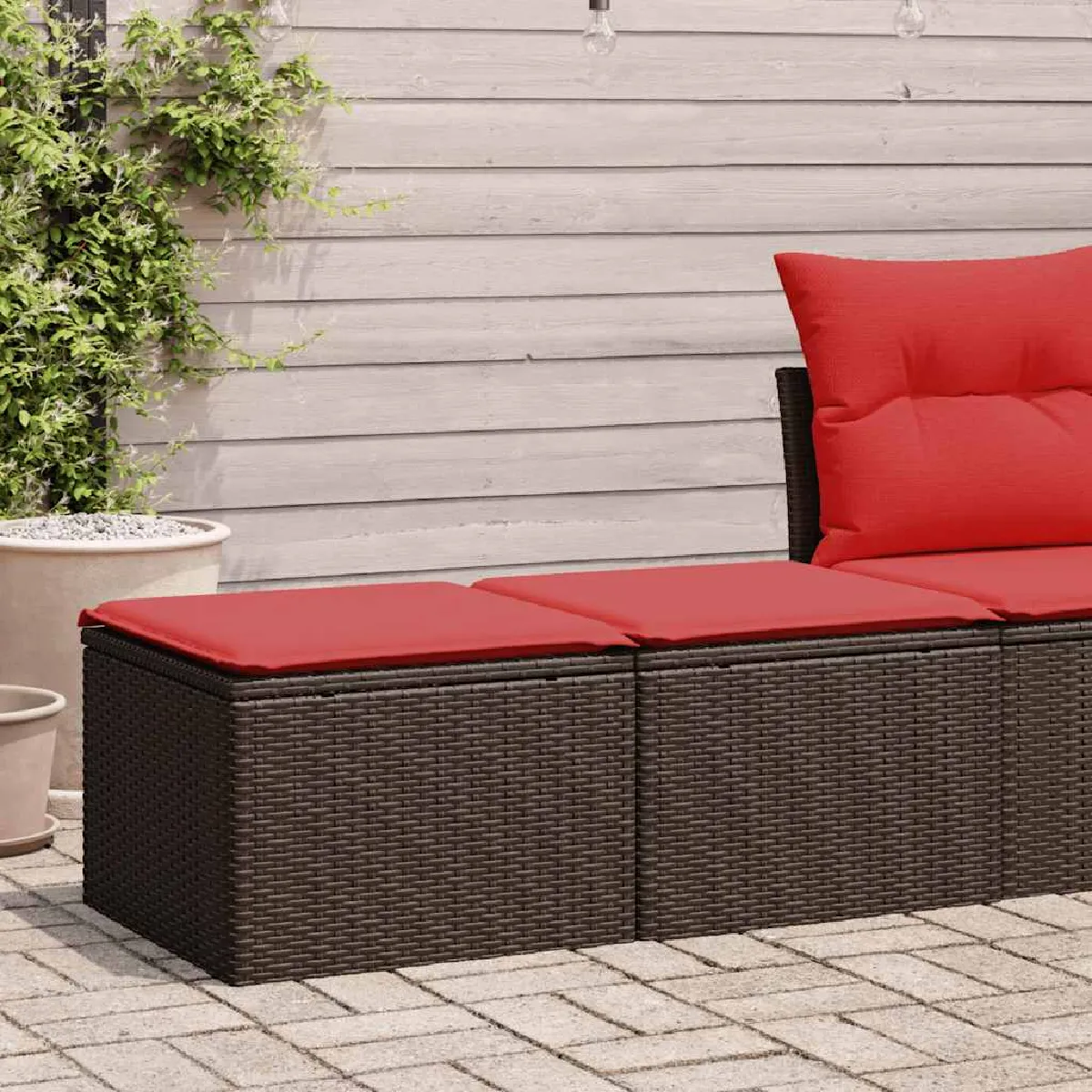 vidaXL Salon de jardin avec coussins 2pcs marron résine tressée acacia