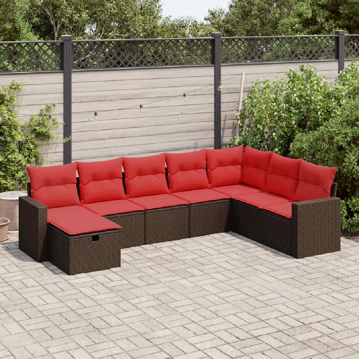 vidaXL Salon de jardin 8 pcs avec coussins résine tressée ensemble de salon ensemble de salon dextérieur 3186785 - vue 8