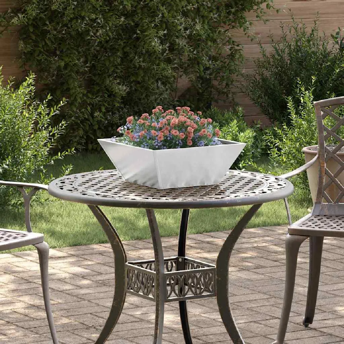 vidaXL Pot en métal Acier inoxydable 40 x 40 x 15 cm Durable Carré - vue 2