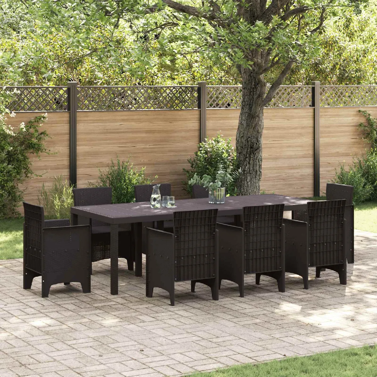 vidaXL Table de jardin 250x100x73 cm en Poly Rattan - vue 5