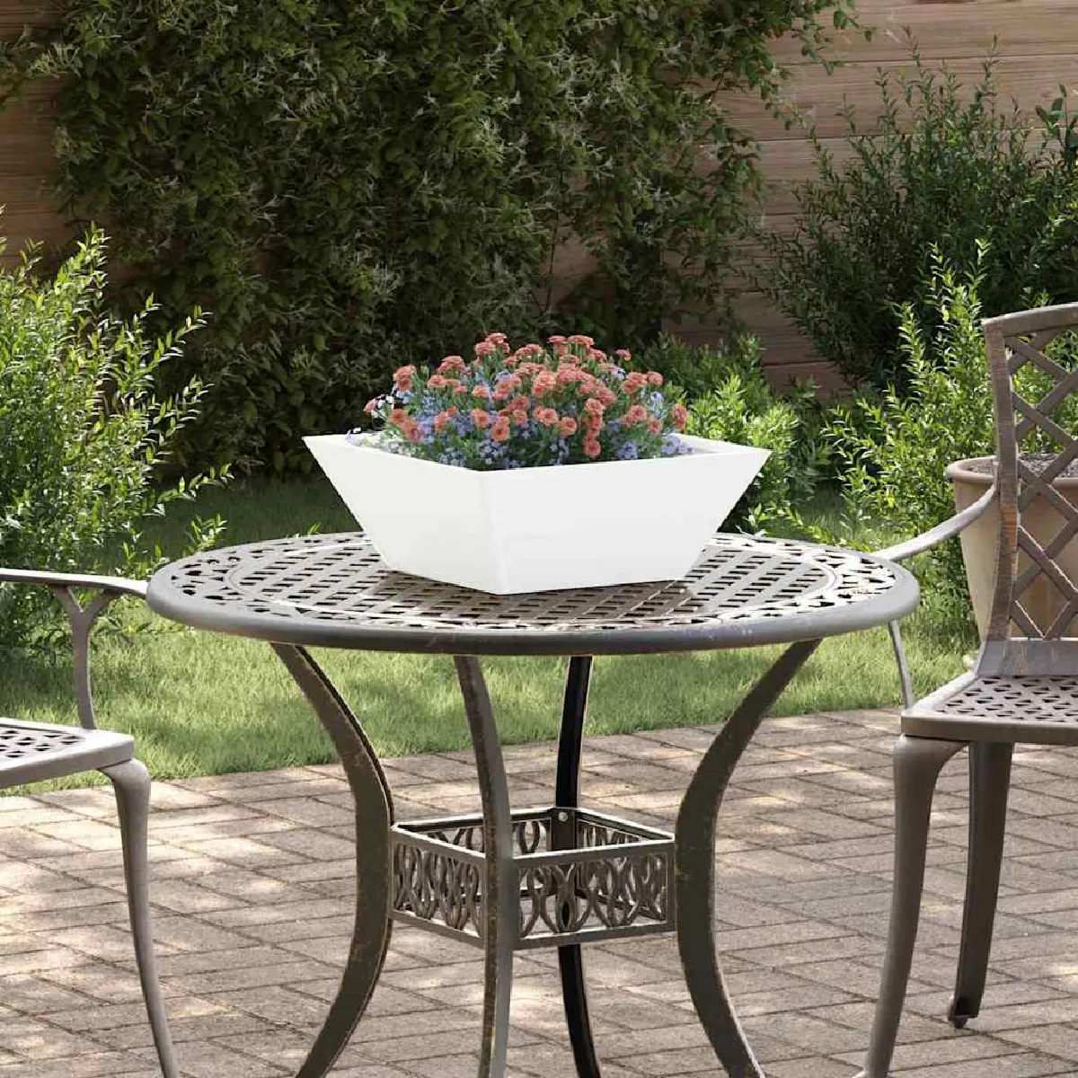 vidaXL Pot en métal Acier inoxydable 40 x 40 x 15 cm Durable Carré - vue 6