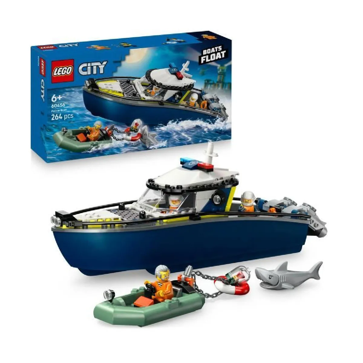 LEGO City 60456 La Course-Poursuite en Bateau de Police - Jouet pour Garçon des 6 ans