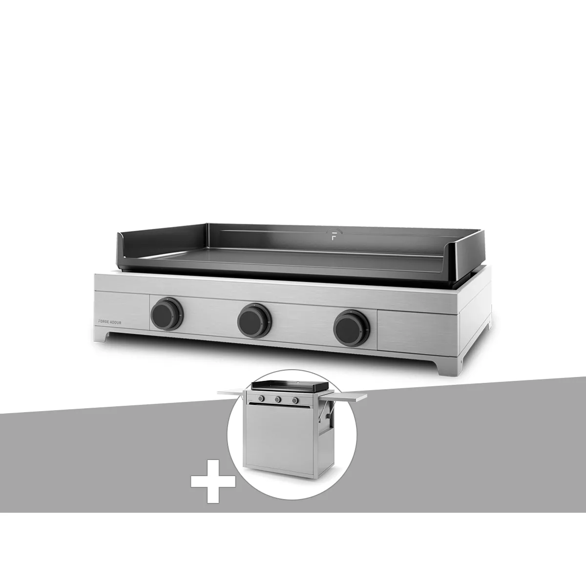 FORGE ADOUR Plancha gaz Modern 75 inox avec chariot - 