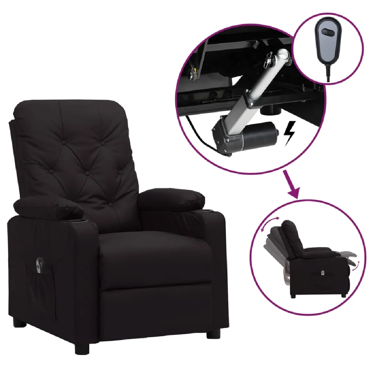 VIDAXL Fauteuil inclinable électrique Similicuir - vue 8