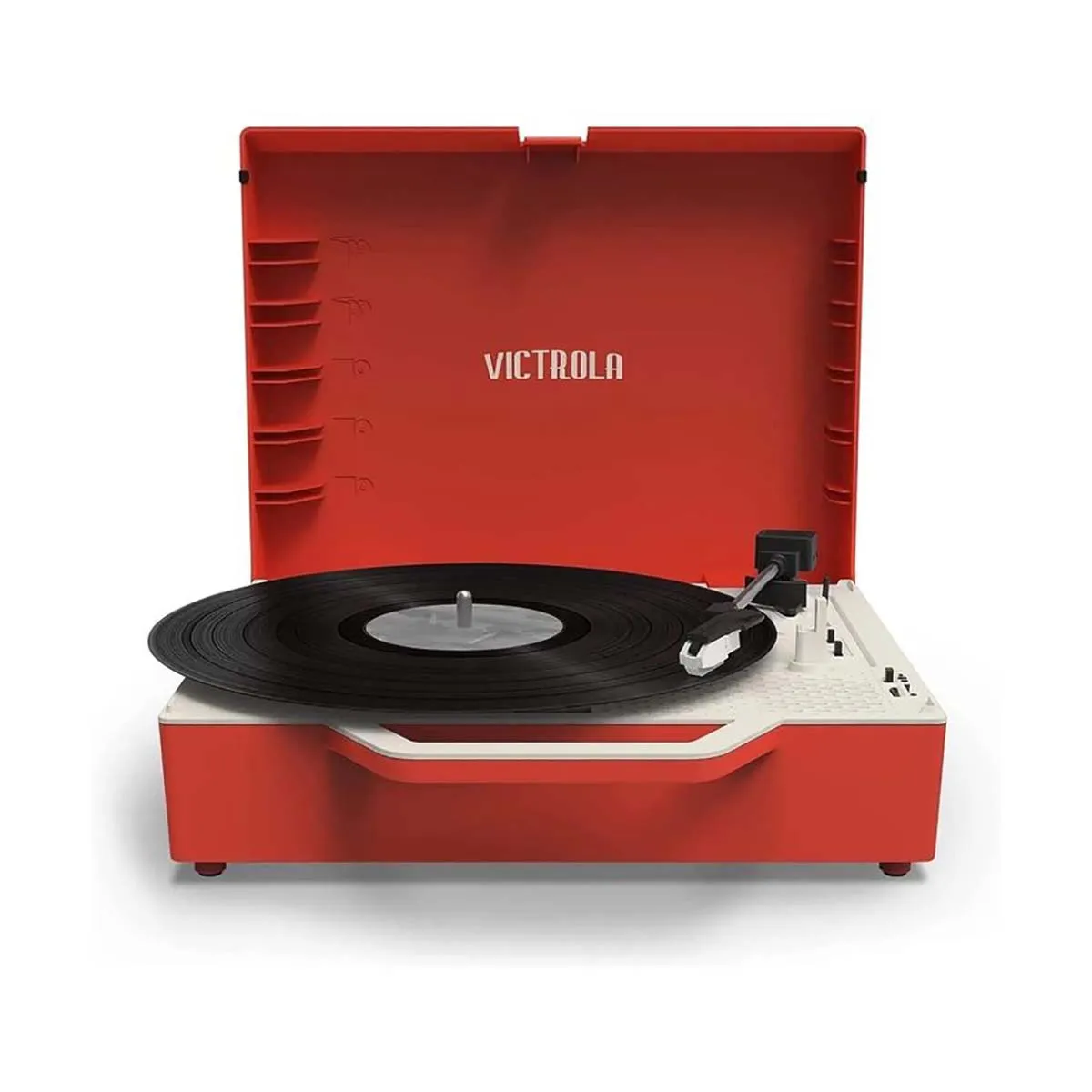 VICTROLA  Tourne Disques Compatible Bluetooth 33 / 45 / 78 Tours Mod&egrave;le Re-Spin Rouge